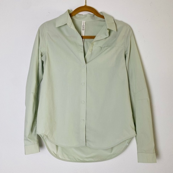 Lululemon Full Day Ahead Shirt Springtime/Mint Size 4 Button Down - Picture 3 of 14